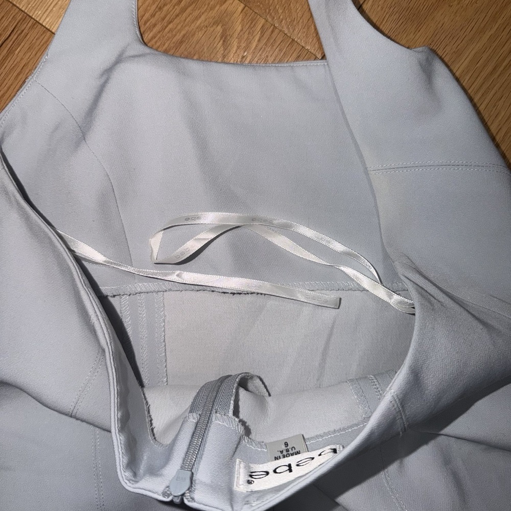 BEBE Womens Icy Light Blue Mini Dress Open Back Strap Size 6 Vintage - Picture 10 of 14